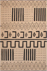Flat Weave Kilim Antique Navaho Vintage handmade Modern Kilim Beige Black Hand-Woven Rectangle 100% Wool Area Rug 8x10